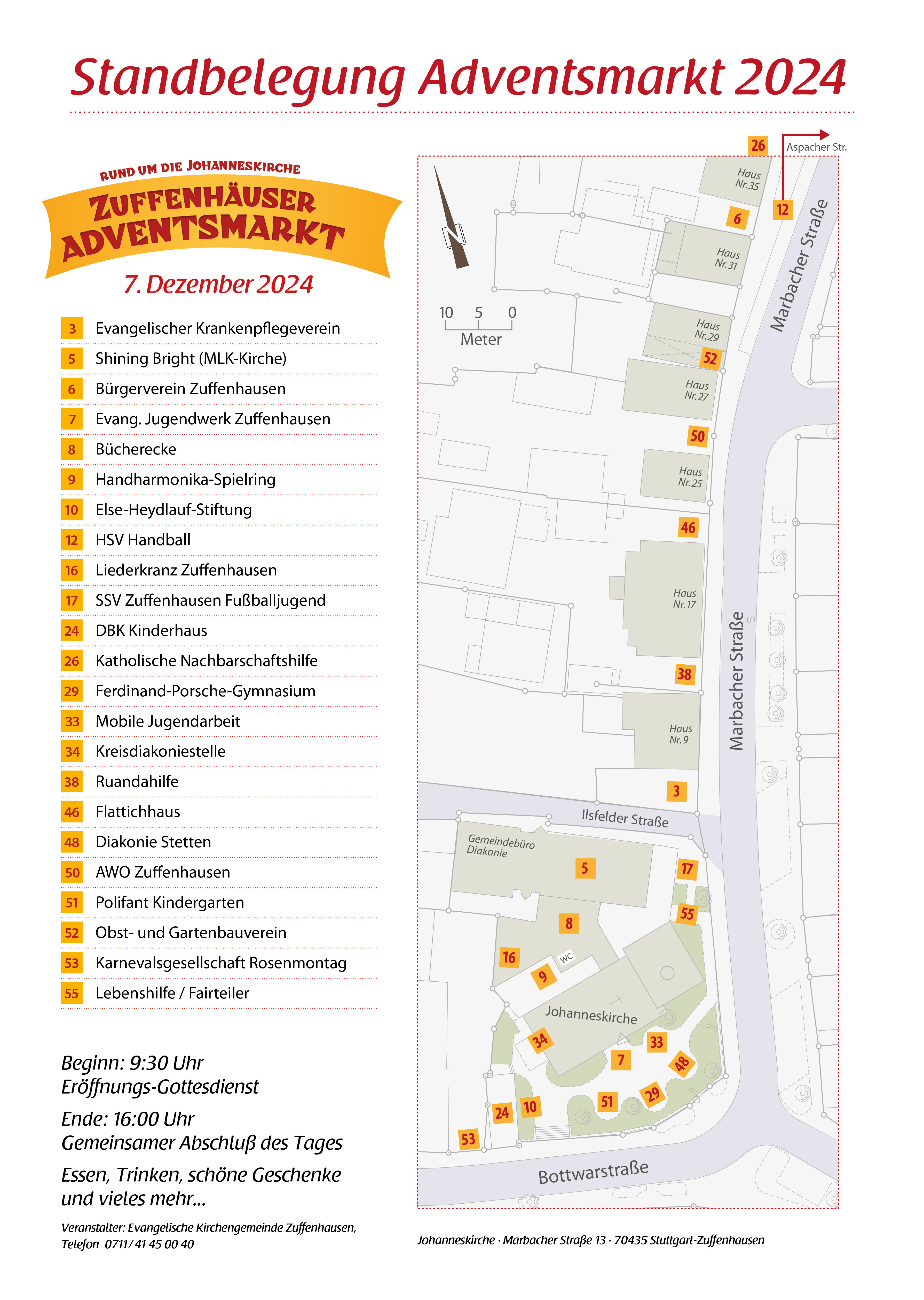 Zuffenhauser Adventsmarkt Standplan 2024