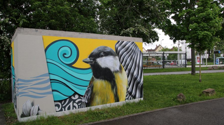 Eine Kohlmeise für den Kelterplatz in Zuffenhausen